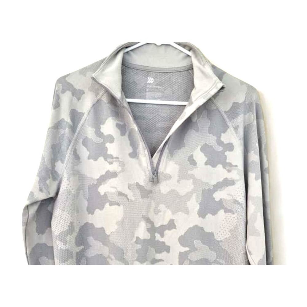 All In Motion Womens Sz Med Light Gray Camo 1/4 Zip Pullover Hobo Sleeve Active - Picture 5 of 7